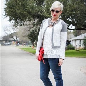 CAbi | Colorblock Tweed Shrunken Jacket